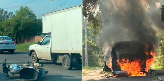 Incendio de vehículo y accidente de moto se registran en distintos puntos de Morelia