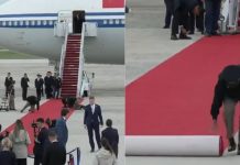 #VIDEO // Soldados de EE. UU. se arrodillan para alisar alfombra roja a Xi Jinping; desatan críticas