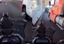 #VIDEO // Tráiler casi aplasta a motociclista en la México-Cuernavaca