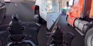 #VIDEO // Tráiler casi aplasta a motociclista en la México-Cuernavaca