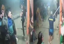 #VIDEO // Sujeto agrede con machete a madre e hija en la vía pública; clientes y vecinos intervienen