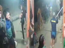 #VIDEO // Sujeto agrede con machete a madre e hija en la vía pública; clientes y vecinos intervienen
