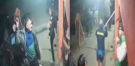 #VIDEO // Sujeto agrede con machete a madre e hija en la vía pública; clientes y vecinos intervienen