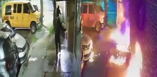 #VIDEO // Tras choque, sujetos incendian automóvil y fachada de una vivienda en la alcaldía Gustavo A. Madero