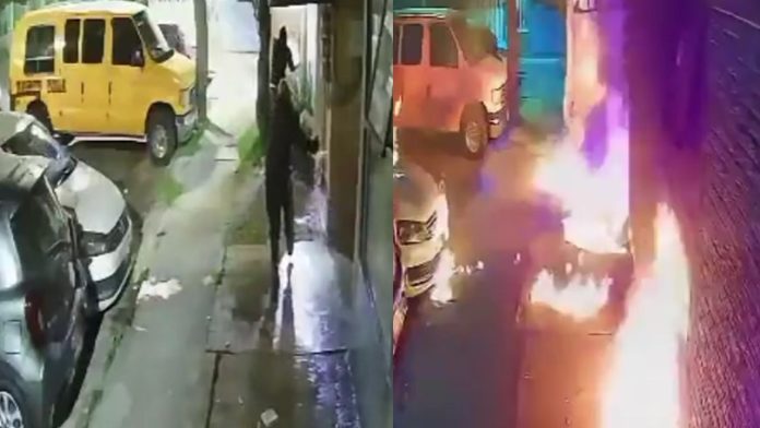 #VIDEO Tras choque, sujetos incendian automóvil y fachada de una vivienda en la alcaldía Gustavo A. Madero