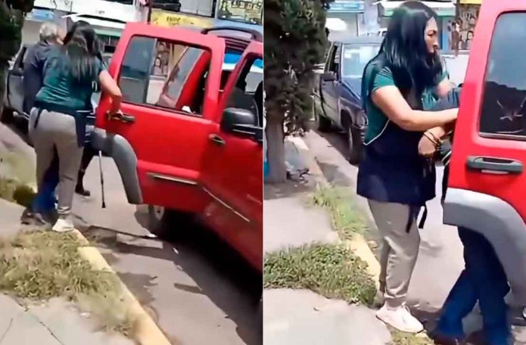 #VIDEO // Captan a mujer agrediendo e intentando subir a la fuerza a adulto mayor a un vehículo