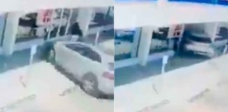 #VIDEO // Abuelito de 93 años confunde pedales, atropella a mujer y destroza farmacia en Nuevo León
