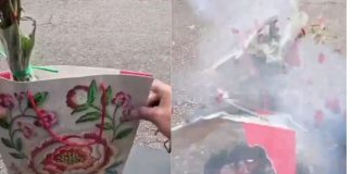 #VIDEO // Repartidor recibe paquete con flores y termina explotándole durante el trayecto