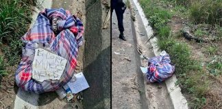 “Por cojer mujeres ajenas”: abandonan cadáver envuelto en sábanas en la carretera a Amatitlán