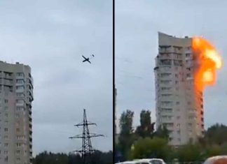 #VIDEO // Dron impacta contra un edificio de viviendas y deja un saldo trágico
