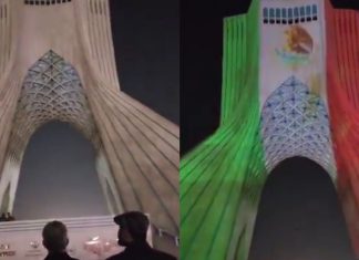 #VIDEO // Irán celebra a México: iluminan la Torre Azadi con los colores de su bandera