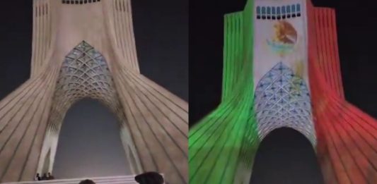 #VIDEO // Irán celebra a México: iluminan la Torre Azadi con los colores de su bandera