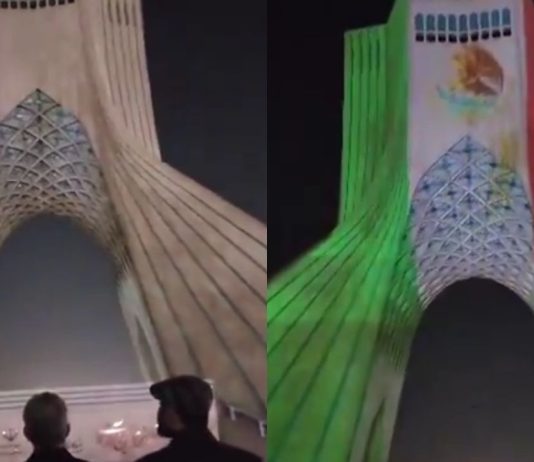 #VIDEO // Irán celebra a México: iluminan la Torre Azadi con los colores de su bandera
