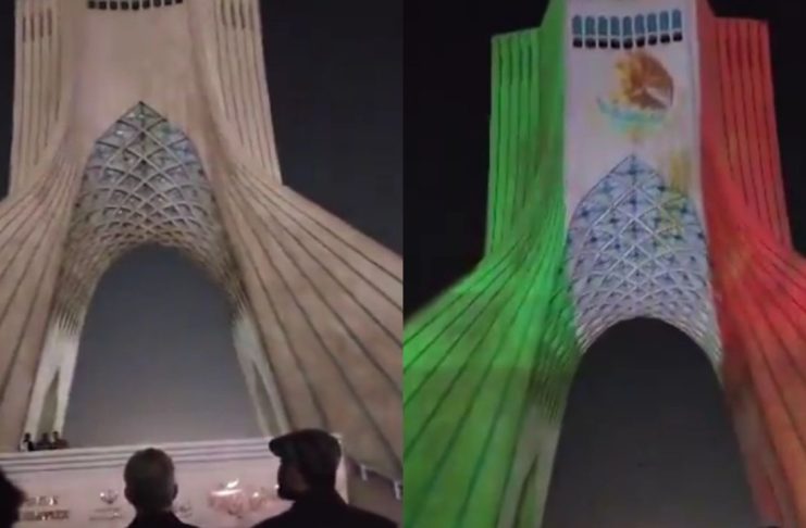 #VIDEO // Irán celebra a México: iluminan la Torre Azadi con los colores de su bandera