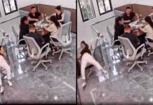 #VIDEO // Mujer sufre aparatosa caída por unas escaleras al usar su teléfono en una silla giratoria