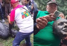 #VIDEO // ¡A punta de golpes! Así decapitaron manifestantes del SME la estatua de Felipe Calderón en Los Pinos