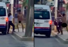 #VIDEO // Sujeto desnudo ataca a transeúnte a plena luz del día