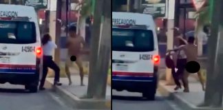 #VIDEO // Sujeto desnudo ataca a transeúnte a plena luz del día
