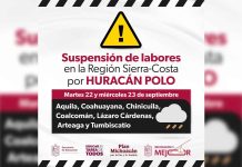 Se suspenden clases en 7 municipios de la Región Sierra Costa por huracán “Polo”