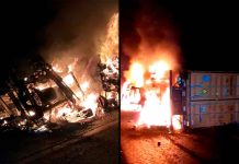 Tractocamión arde en llamas tras volcar en la Pátzcuaro-Cuitzeo cerca del entronque con la México-Guadalajara
