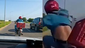 #VIDEO // Motociclista sale proyectado tras aparatoso choque en la carretera Mérida–Progreso