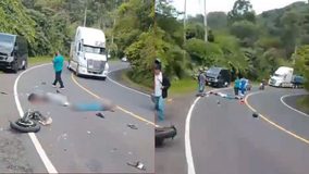 #VIDEO // Choque entre moto y microbús deja dos muertos y cuatro lesionados en la zona occidental