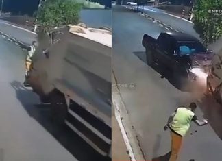 #VIDEO // Recolector de basura casi muere aplastado por auto en Brasil; con esta maniobra logró salvarse