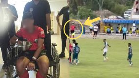 #VIDEO // Desde la banca jugador lanza piedra contra árbitro durante partido en Ecuador