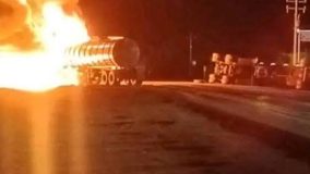 #VIDEO // Explosión de pipa cerca de una gasolinera provoca alarma en la carretera Zaragoza-González