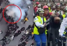 #VIDEO // Menor resulta herido tras explotarle un petardo en la mano durante marcha del 2 de Octubre en el Zócalo