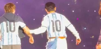 BTS se pone la camiseta de Argentina e imita el festejo de Lionel Messi
