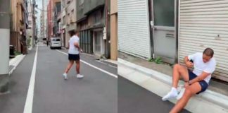 #VIDEO // Chicharito pone a prueba la limpieza de las calles de Japón ¡corrió solo con calcetines!