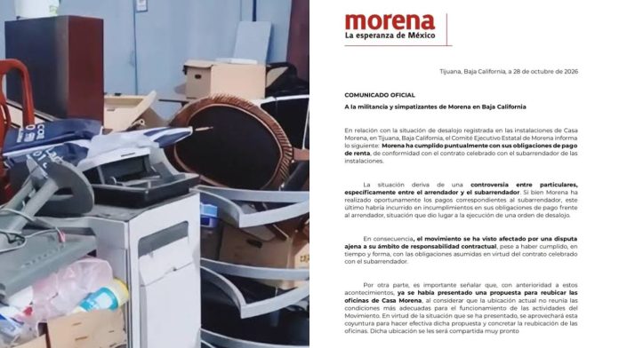 Desalojan oficinas de Morena en Tijuana por adeudo de 160 mil dólares; partido se deslinda