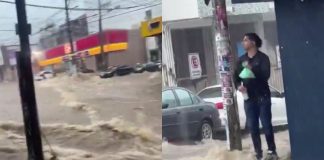 #VIDEO ¡Al mal tiempo, buena cara! Joven es captado bailando en medio de las fuertes inundaciones en Acapulco