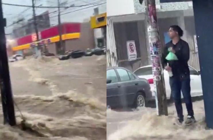 #VIDEO ¡Al mal tiempo, buena cara! Joven es captado bailando en medio de las fuertes inundaciones en Acapulco