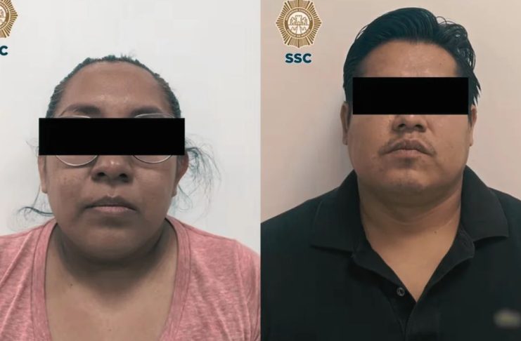 Detienen a pareja por fraude con créditos de tiendas departamentales en Morelos Elementos de seguridad tras la detención de dos personas acusadas de fraude con créditos de tiendas departamentales.