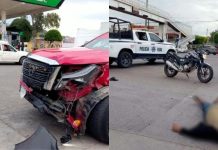 Fuerte choque entre moto y auto deja dos lesionados en La Piedad