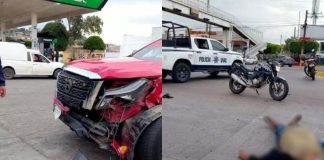 Fuerte choque entre moto y auto deja dos lesionados en La Piedad