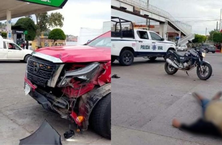 Fuerte choque entre moto y auto deja dos lesionados en La Piedad