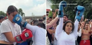 Futura enfermera sorprende con sus habilidades de boxeo para ganar mil 500 pesos Joven estudiante de enfermería durante un reto de boxeo callejero organizado por un creador de contenido en la Ciudad de México.
