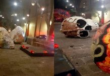#VIDEO // Derriban cráneos monumentales en Morelia; refuerzan vigilancia en Las Tarascas