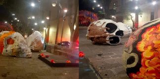 #VIDEO // Derriban cráneos monumentales en Morelia; refuerzan vigilancia en Las Tarascas