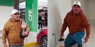 #VIDEO// Hombre licúa salsa en sucursal de CFE Sonora tras semanas sin luz