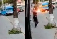 #VIDEO // Incendian combi del transporte público en plena avenida Reforma de Cuautla, Morelos