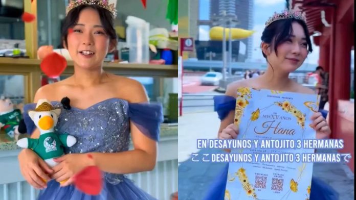 Hanna, joven japonesa que vivió en México, en su video viral donde invitó a celebrar su fiesta de XV años en Tokio.
