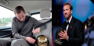 #VIDEO // ¡Con cinturón de seguridad! Harry Kane lleva el Balón de Oro a casa y se vuelve viral