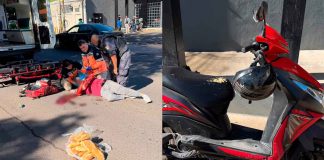 Panadero queda herido al derrapar su moto en Jacona