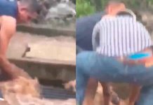 #VIDEO // Rescatan a niña arrastrada por la corriente hacia una alcantarilla en El Salvador