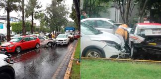 Se registra choque de al menos siete vehículos en Calzada La Huerta, en Morelia