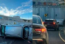 Se registra volcadura automovilística en el Libramiento Oriente de Morelia